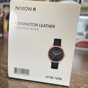 Nixon Kensington Leather Watch - Rose Gold and Black